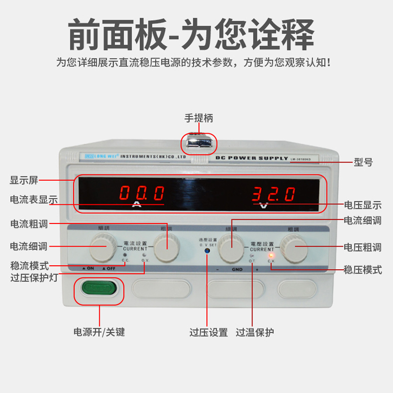 香港龙威电源前面板说明